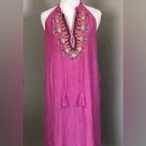THML embroidered boho dress with tassels size small